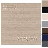 Teppichfliesen 30x30cm Selbstliegend - 10 Stück Set - 0.9m² - Teppichfliesen Selbstklebend, Teppichboden mit Rückseite, Teppich Fliesen zum Zuschneiden für Wohnung, Haus, Schlafzimmer, Hellbraun