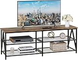 TV-Schrank, Fernsehtisch, Lowboard für Fernseher bis zu 65 Zoll, Fernsehschrank mit 3 offenen Fächern, TV-Regal für Wohnzimmer Schlafzimmer, 140 x 40 x 50 cm, Industrie Design, Stahlgestell, Braun