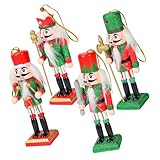 Zerodeko 4 Stück Teiliges Hängende Holz Dekoration Bunte Soldaten Figuren Weihnachtsbaumschmuck für Festliche Xmas Party und Traditionelle Weihnachtsdeko