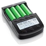 CSL - Power Akku Ladegerät - Universale Akku Ladestation für AA AAA 18650 Akkus - Intelligent Battery Charger - beleuchtetes LCD-Display Auto Light Off - inkl. 1x USB-Ladeport