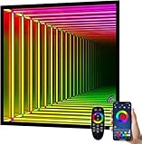 Infinity Lamp Tunnelspiegel für die Wand, Infinity Art Light, Spiegeltunnellicht, Fernbedienung, geometrisches RGB-Farbwechsel-Wanddekor, cooles RGB-LED-Schreibtischlampenlicht, 70