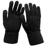 VIAUMBR Strickhandschuhe Handschuhe Damen Herren Winterhandschuhe Laufhandschuhe Winter Thermo Touchscreen Fleece-Futter Unisex Winter Outdoor Sport schwarz_M