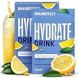 BRAINEFFECT Hydrate - Lösliche Elektrolyte Hydratationsmix ohne Zucker (mit Stevia) - isotonisches Getränkepulver zur Hydration nach dem Sport oder als Anti Kater Mittel bei Hangover