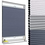 WOLTU Wabenplissee ohne Bohren Verdunklung Thermo Doppelplissee Klemmfix Zweifarbig 80x130cm Blau-Weiß, Plissee Faltrollo Sonnen-, Sicht- & Schallschutz, Jalousie Plisseerollo für Fenster & Tür