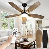 Airwit 106cm Deckenventilator mit Beleuchtung Doppelseitige Flügeln, Leise Deckenventilator mit Licht und Fernbedienung, LED Lampe mit Ventilator für Schlafzimmer Wohnzimmer, Umkehrbar DC Motor