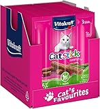 Vitakraft Cat Stick Healthy, Katzensnack, fleischige Mini-Sticks, mit Huhn und Katzengras, zur Unterstützung der Verdauung, in Vorratsgröße, ohne Zusatz von Zucker (20x 3 Stück)