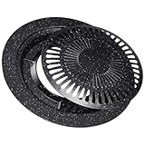 PAMINGONO Emaille Grillpfanne Outdoor Camping Zweilagige Runde Antihaftbeschichtete Gusseisenpfanne für Fleisch und Gemüse Gleichmäßige Hitzeverteilung Strapazierfähiges Platzsparend und