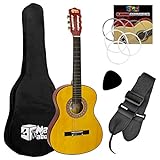 Mad About CLG1 Klassische Gitarre für Kinder, 1/2 Größe, im Set, für Linkshänder - Spanische Gitarre,halbe Größe, im Set mit Tasche, Ersatzsaiten, Gurt, Pick, Ideal für Kinder im Alter von 6-8 Jahren