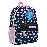 Disney Stitch Rucksack Kinder Mädchen Kinderrucksack Schulrucksack Verstellbar Schule Reisen Sport Geschenke für Mädchen (Schwarz)
