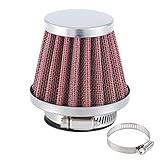 Pindex 34mm 35mm 36mm Ansaugluftfilter Motorrad Ansaugkit Luftfilter, Motorrad Doppelschicht Stahl Luftfilter für Roller ATV Moped, Rot