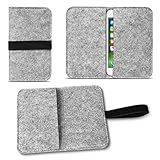 NAUC Filz Hülle kompatibel mit Apple iPhone SE 2022 2020 5 5S 5C Smartphones Cover Tasche Case Flip Filztasche mit Kartenfach Straffen Gummiband, Farben:Hell Grau