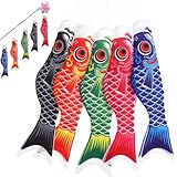 BESPORTBLE Koinobori Windfisch Set - 5 Stück Outdoor Koi Windsack in Karpfenform 40cm Japanische Gartendekoration Wind Koi Streamer Für Izakaya Hotel Schule Japanische Sushi Bar