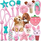 VIPNAJI Welpenspielzeug -15pcs ​Langlebiges Hundespielzeug für Welpen/kleine und mittlere Hunde, Plüsch Hundeseilspielzeug -Kauspielzeug Naturbaumwolle & Ungiftig & sicher & Unzerstörbar , Rosa