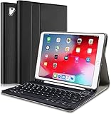 Yeegnar Tastatur Hülle für iPad 6 Generation 2018, Tastatur Hülle für iPad 2017 5. Gen/iPad Air 1/iPad Air 2/iPad Pro 9.7(Deutsches QWERTZ) Schutzhülle mit kabellose Tastatur für Ipad 9.7 Schwarz