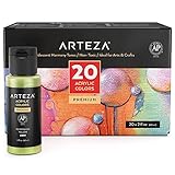 ARTEZA Acrylfarben Set irisierend, 20 Chamäleonfarben in Harmonie-Farbtönen, 60 ml-Flaschen, hochviskose schimmernde Acrylmalfarben wasserbasiert und mischbar für Leinwand, Holz, Steine, Stoffe