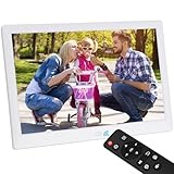 TSITSC 13.3 Zoll Digitaler Bilderrahmen, 1280 * 800 Elektronischer Bilderrahmen Foto Musik Video Player Kalenderfunktion mit Fernbedienung, unterstützt USB/SD-Karte, Desktop-oder Wandmontage (Weiß)