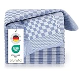 Blumtal 5er Set Premium Geschirrtücher - Hochwertige Geschirrhandtücher, 100% Baumwolle, Oeko-TEX® Zertifiziert, blau kariert, 50x70cm