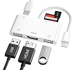 iPhone HDMI USB Adapter,6 in 1 Lightning auf HDMI OTG Hub mit SD/TF Kartenleser, 2x USB,unterstützt Maus, MIDI Tastatur, Projektor,Kompatibel mit iPhone14/13/12/11/SE/X/8/7/6, i-Pad(keine App needed)