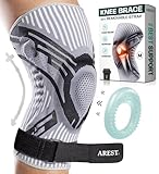 AREST Kniebandage Männer und Damen - Bandage knie mit Kompressionsband - Kompression Kniestütze mit Seitenstabilisatoren für Sport (M)
