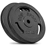 Hop-Sport 40 kg Gusseisen Hantelscheiben 30mm - Guss Gewichte Hantel Sets zur Auswahl: 4x10kg / 2x20kg / 4x5kg+2x10kg - 30/31 mm Bohrung (2 x 20 kg)