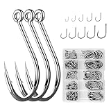 100pcs Angelhaken aus Kohlenstoffstahl,10 Größen(3# – 12#), einschließlich Widerhaken und Ösen, Angelzubehör, mit Aufbewahrungsbox aus Kunststoff,