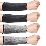 2 Paar Unterarmschutz,Schnittfeste Ärmel,Schnittschutz,Unterarmschutz Arm Sleeves,Unterarm Bandage,Unterarmschutz Armsleeve,Armschoner,für Gartenarbeit Kochen Schweißen Schnitzarbeiten(schwarz,grau)
