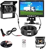 Rückfahrkamera Set mit 7 Zoll Rear View Monitor, IP68 wasserdichte Nachtsicht Auto Backup-Kamera, Kabel Stabilem Signal Rückfahrkamera 12V - 24V mit 15m Kabel für Wohnmobil Van Trucks Bus Trailer