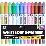Whiteboard Marker von SmartPanda – Whiteboard Stifte, Folienstift Abwischbar - Doppelspitze, Breite und Feine – Abwischbare Stifte, non Permanent Marker, Whiteboardmarker – 12er Set