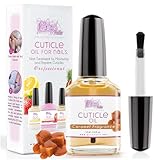 Nagelöl und Nagelhautöl 12 ml – mit Karamell-Duft – Intensive Feuchtigkeitspflege und Nagelpflege. Einfache Anwendung für die intensive vegane Pflege der Nagelhaut von Händen und Füßen.