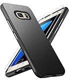 Handyhülle für Samsung Galaxy S7 Hülle mit Schutzfolie, Stoßfest Bumper Kratzfestigkeit rutschfest Schutzhülle Galaxy S7 Schwer Silikon Armor für Samsung S7 Case Cover Tasche (Schwarz)