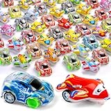 Bambebe 50 Stück Auto Zurückziehen für Kinder, Party Mitgebsel Mini Auto Spielzeug, Aufbewahrungstasche Babyfahrzeug Spielauto Set für Jungen und Mädchen Rennen Ostereier