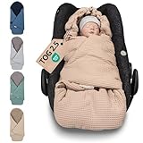 ULLENBOOM Einschlagdecke Babyschale, 100% OEKO-TEX Materialien, Sand (Made in EU) - Babydecke für Kindersitz oder Kinderwagen, kuschelige Decke für Babys, Ideal für Herbst und Winter