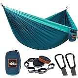 AnorTrek Camping Hängematte, superleichte tragbare Fallschirm Hängematte mit Zwei Baumgurten Einzel oder Doppel Nylon Reisebaum Hängematten… Blue&Dark Blue