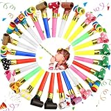 FAELNK 25 Stück Tröten Kindergeburtstag Krachmacher Luftrüssel Tröte Pfeife Partytröten Luftrüssel Mehrfarbig Party Gebläse für Neujahr Geburtstag Party, Kinder Party, Weihnachten, Bankett