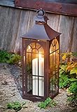 Dekoleidenschaft große Laterne aus Metall & Glas, 45 cm hoch, Gartenlaterne, braun, Metalllaterne, Hängelaterne, Windlicht, Kerzenlaterne, Garten-Deko für Draußen