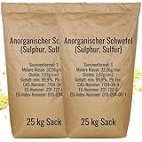 Anorganischer Schwefel (sulfur) - 50 kg (2 x 25 kg) - BESTSELLER - 99,9% pharmazeutisch rein (Ph. Eur.) - fein gemahlen - Schwefelpulver - aus Naturrohstoff - säurearm - Deutsche Qualität