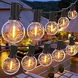 GPATIO LED Lichterkette Außen, 30M Lichterkette außen strom mit 50+2 Stk. Warmweiße G40 Glühbirnen Plastik, IP45 Wasserdicht Innen/Außen Lichterketten für Garten, Terrasse, Hochzeiten, Partys