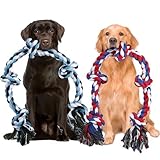 ROGTYO 2 Pack Extra große Hundespielzeug Knoten Tau 94cm Interaktives Robustes gedrehtes Seilspielzeug Hundespielzeug Seil mit 5 Knoten War Dog Rope Toy für Mttelgroße große Hunde