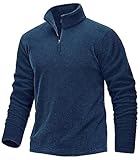 TACVASEN Herren 1/4 Zip Fleece Langarmshirts Laufshirts Jogging Tops Sport Pullover mit Stehkragen (3XL, Dunkelblau)