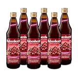 RABENHORST - Cranberry Muttersaft 6er Pack (6 x 700ml). 100 % purer Cranberry-Direktsaft aus erster Pressung aus sorgfältig ausgewählten, original nordamerikanischen Cranberrys von bester Qualität