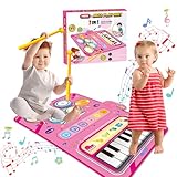 DQMOON Musikmatte mit 2 Trommelstöcke, Mädchen Geschenke Kinderspielzeug Musik Klaviermatte Tanzmatte Keyboard Kinder, Kindergeburtstag Geschenke für Jungen Mädchen 3 4 5 6 Jahre, Weihnachts Geschenke