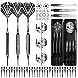 CyeeLife Brass Soft Darts Set mit Kunststoff-Spitze | 3 Dartpfeile mit 6 Schäften & 6 Flights & 30 Spitzen & 2 Flights Protector & Dart Case | Dartpfeile mit kunststoffspitze | Profi Soft Dartpfeile