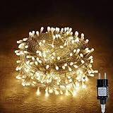 Gresonic 100/200/300/400er Led Lichterkette Strombetrieben mit Stecker Außen und Innen für Hochzeit Weihnachten Party Warmweiß (Warmweiss, 100LED)