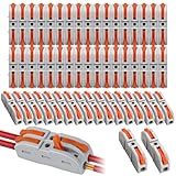 YSWOVUO Kabelverbinder, 50 Stück Durchgangsverbinder, SPL-1 Kabelklemmen Elektro, 4mm² Leiter Klemme mit Hebel, Verbindungsklemmen, Können Frei Kombiniert Werden SPL2-5
