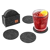 Van Henry Filz-Glasuntersetzer Bieruntersetzer rund - Filz Untersetzer in dunkelgrau für Gläser, Tassen und Vasen - 12er Pack inkl. Box - 10 cm Durchmesser