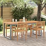 Youuihom Outdoor Esstisch Grau 200x90x75 cm Moderner Gartentisch aus Massivholz Akazie & Stahl Robuste Konstruktion für Balkon Terrasse und Garten