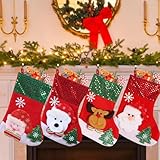 ZFHLZJY Weihnachtsstrumpf,4 er Set Nikolausstrumpf Nikolausstiefel für Weihnachtsdeko, Nikolausstiefel zum Befüllen Weihnachtsocken für Weihnachten Kamin Deko Geschenke