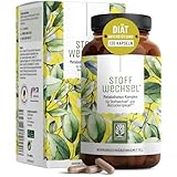 Stoffwechsel Kapseln Diät Unterstützung - Hochdosiert mit Grünem Tee, Forskohlii, Cholin, Spargel, Bittermelone, Garcinia Cambogia & Chrom - 120 Stoffwechsel Kapseln vegan von NATURTREU®