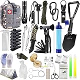AuRiver Außen Notfall Survival Kit mit Camping Zubehör, Survival Outdoor Ausrüstung mit Jagdmesser Multitool Hammer Axt Wasserfilter Outdoor, Personalisierte Geschenke für Abenteuer Wandern (Bunte)