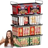 HELISAN 4 Stück Gefriertruhe Korb - Stapelbar GefrierköRbe füR TiefküHltruhe - Metall-Gefriertruhe Organizer BehäLter Mit Griffen - GefrierköRbe füR GefrierschräNke 5-7 Kubikfuß (36,3x17,8x15,2cm)